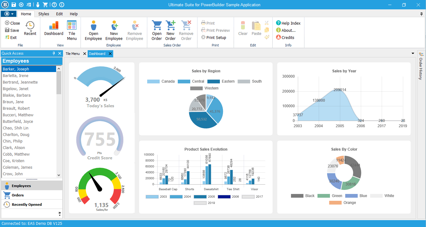 Modern PowerBuilder Dashboard with Ultimate Suite Controls