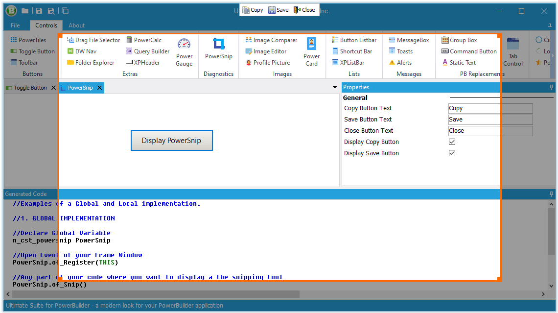 Ultimate Suite for PowerBuilder Snipping Tool